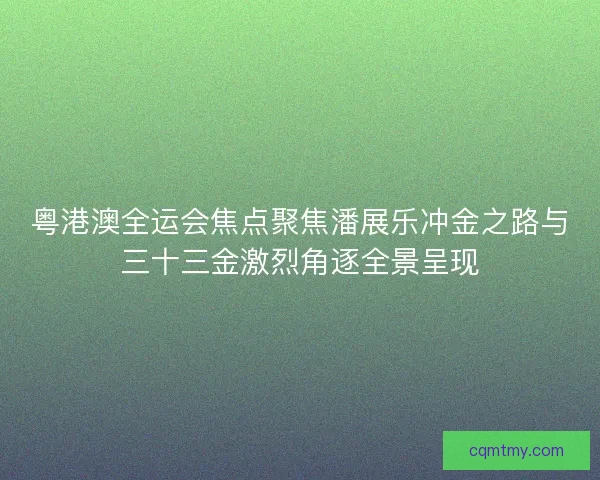 粤港澳全运会焦点聚焦潘展乐冲金之路与三十三金激烈角逐全景呈现