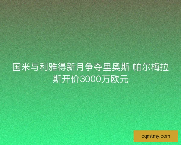 国米与利雅得新月争夺里奥斯 帕尔梅拉斯开价3000万欧元