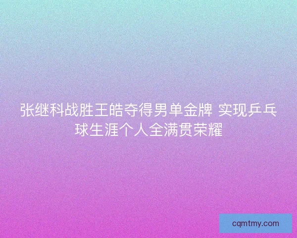 张继科战胜王皓夺得男单金牌 实现乒乓球生涯个人全满贯荣耀