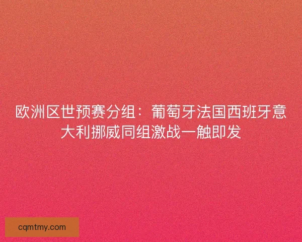 欧洲区世预赛分组：葡萄牙法国西班牙意大利挪威同组激战一触即发